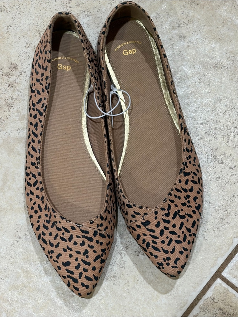 Gap Women's Pointed Toe Leopard Print Ballet Flats - Tan/Black